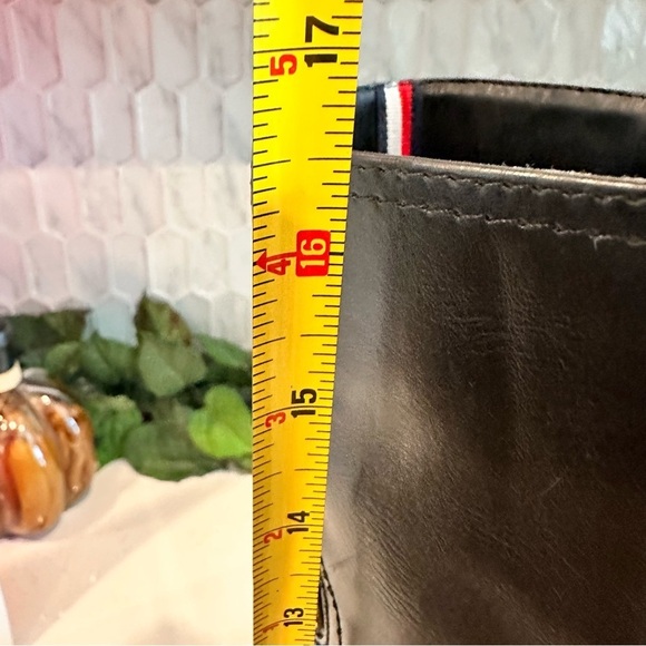 TOMMY HILFIGER Ivane Black Leather Boots with Sliver Monogram, EUC - Picture 13 of 16